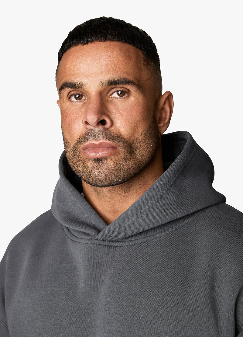 Gym King Covert Linear Logo Hood - Dark Pewter