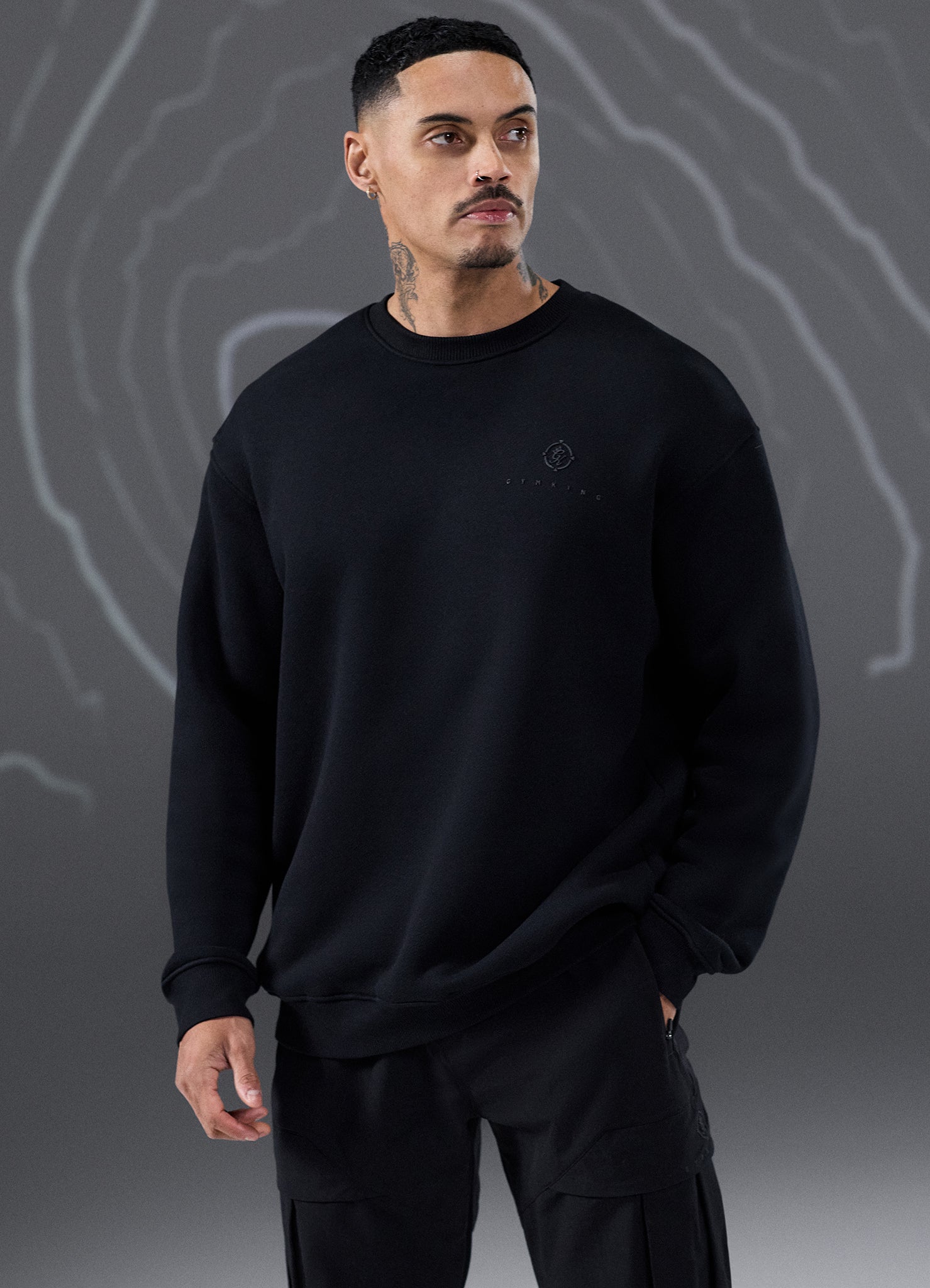 Gym King Rebellion Ambush Loopback Crew - Black