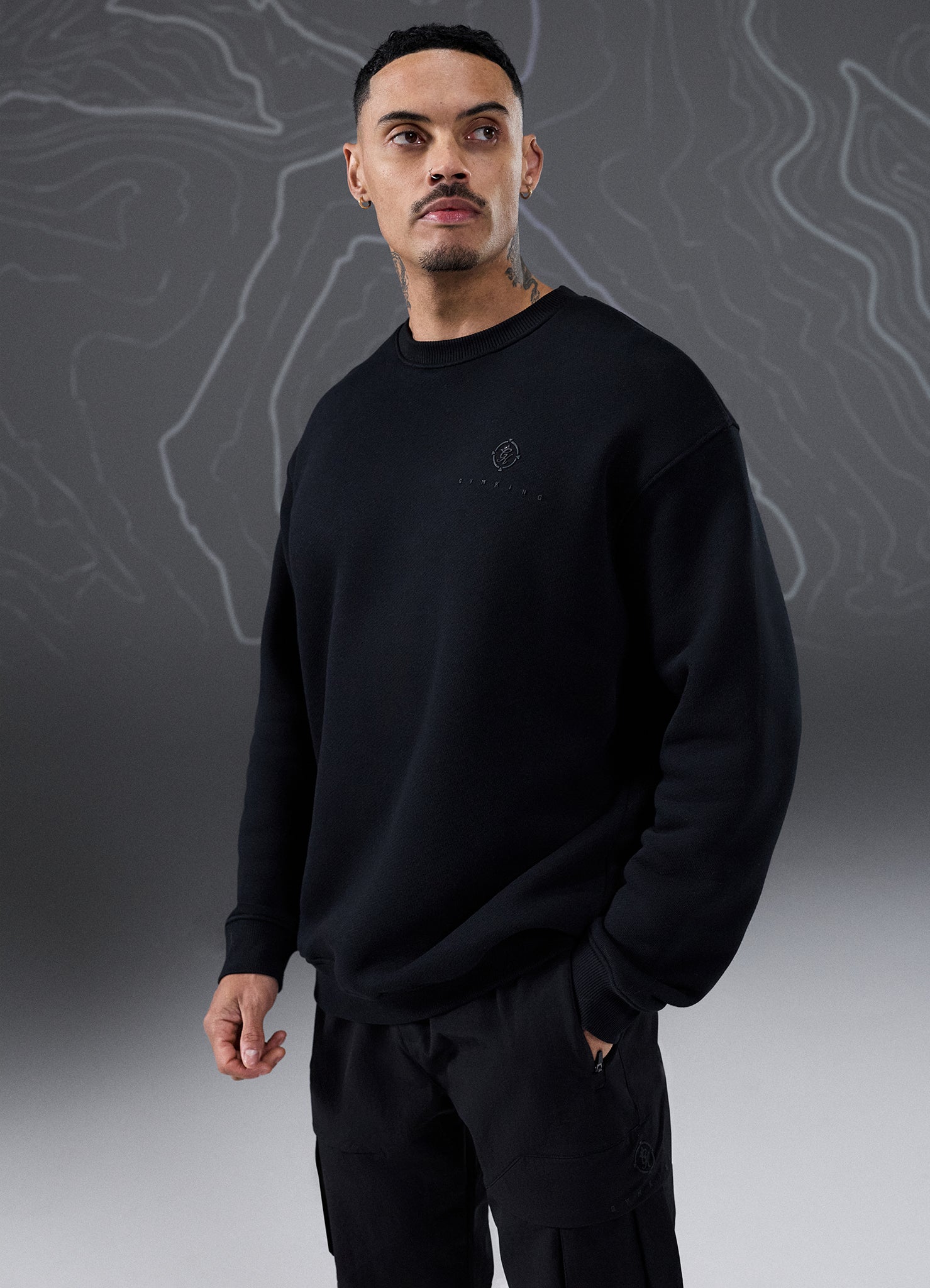 Gym King Rebellion Ambush Loopback Crew - Black