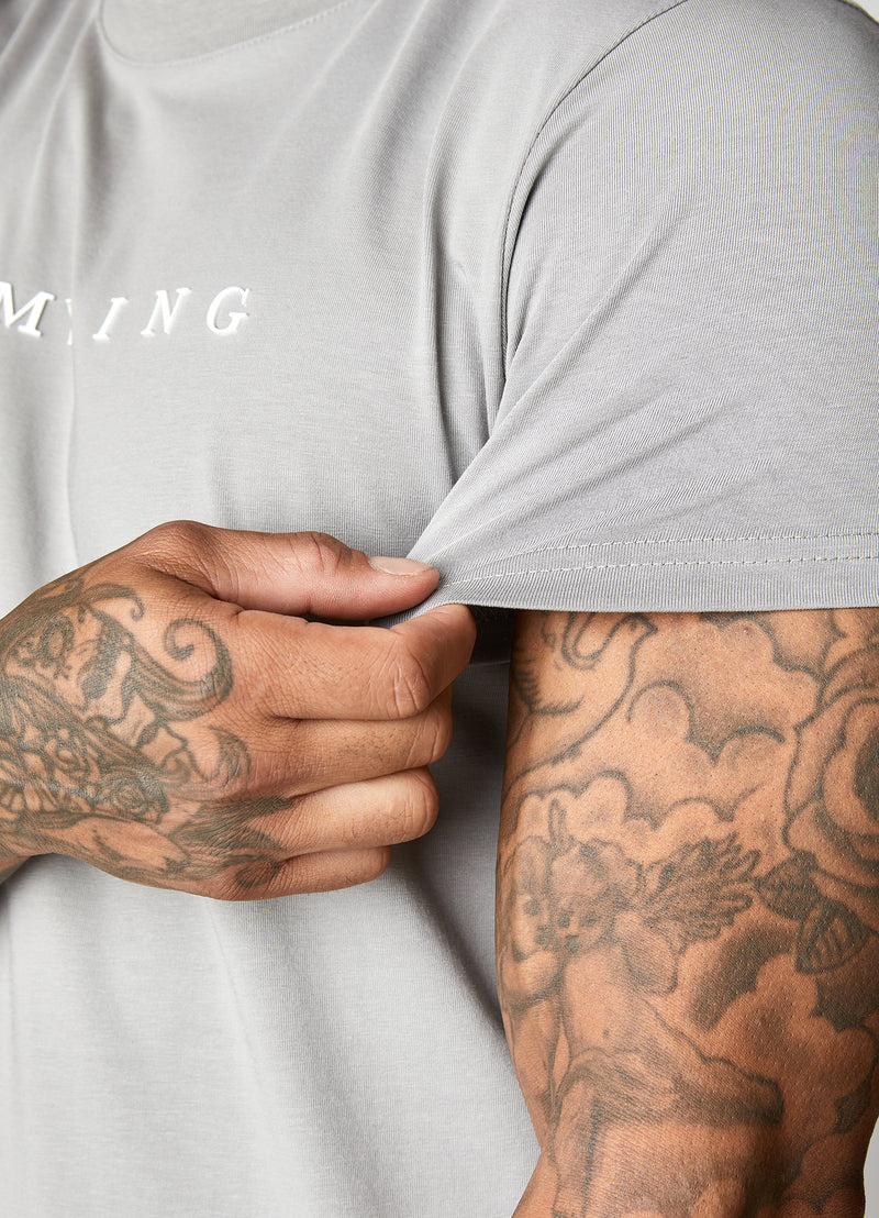 Gym King Linear Print Tee - Cloudy Grey