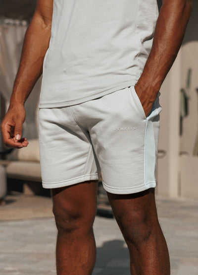 Gym King Contrast Panel Short - Light Grey/Sky Blue