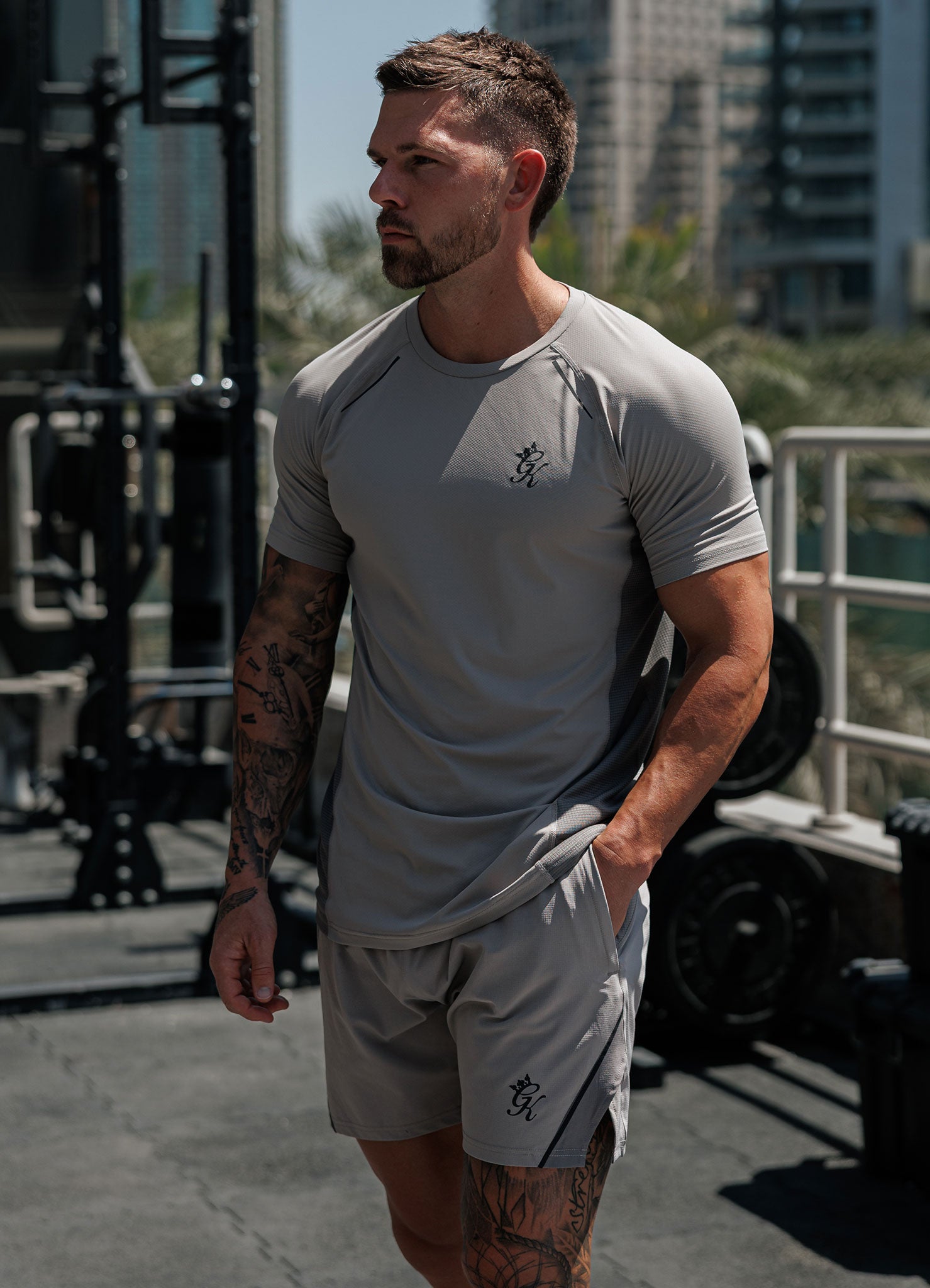 Gym King Flex 2.0 Tee - Storm Grey/Taupe