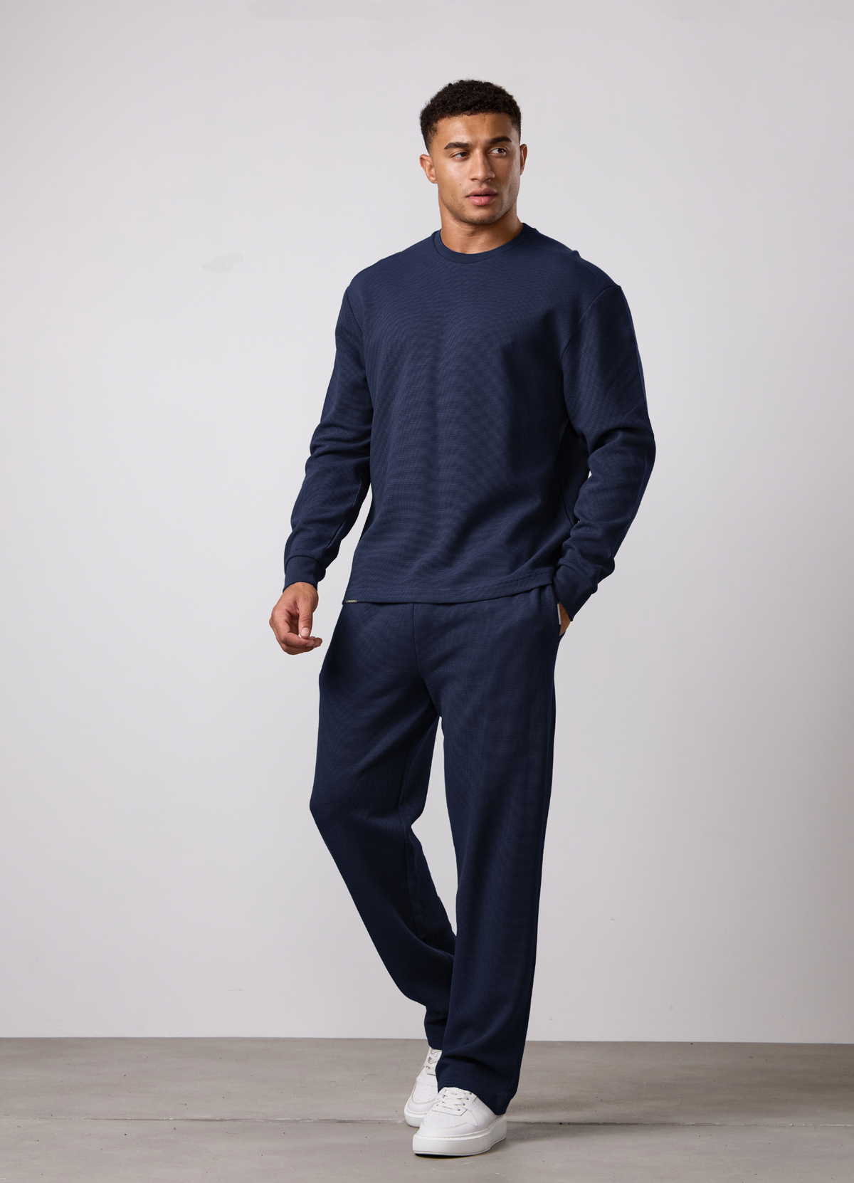Gym King Signature Waffle Long Sleeve Tracksuit - Navy