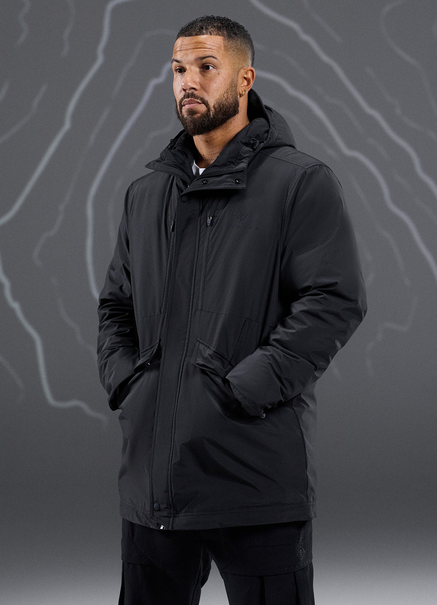 Gym King Rebellion Storm Mid-Length Parka - Black