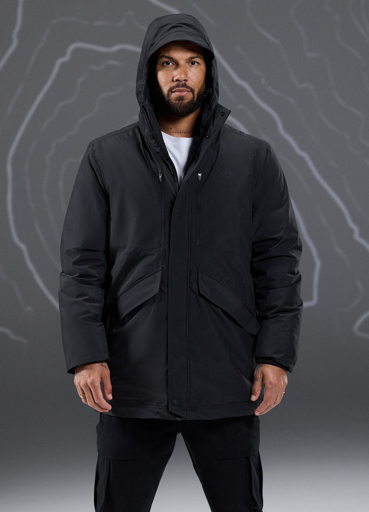 Gym King Rebellion Storm Mid-Length Parka - Black
