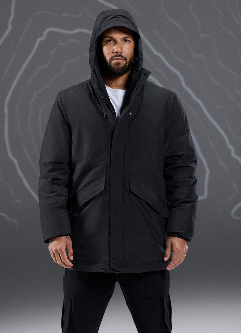 Gym King Rebellion Storm Mid-Length Parka - Black