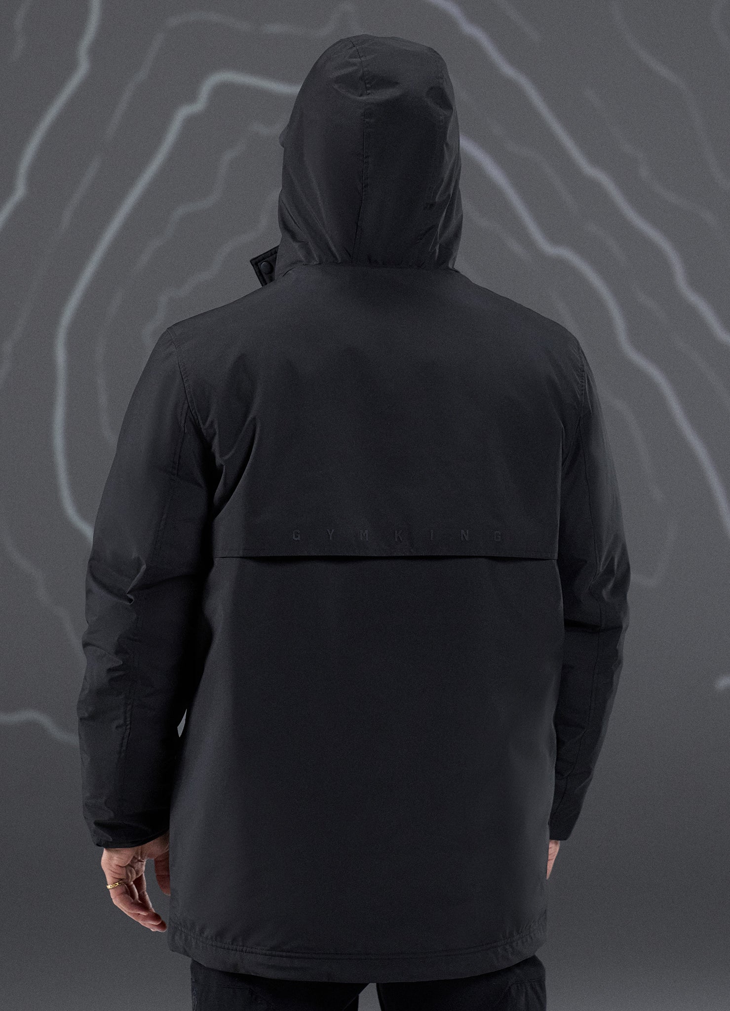 Gym King Rebellion Storm Mid-Length Parka - Black