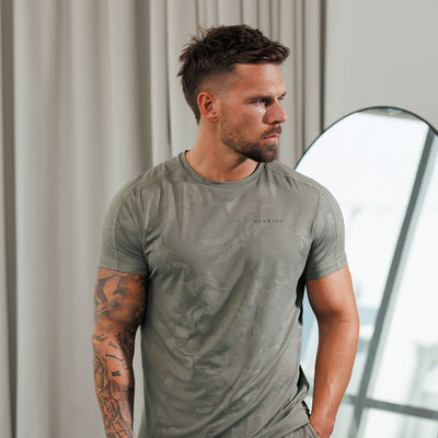 Gym King Debossed Camo Tee - Olive