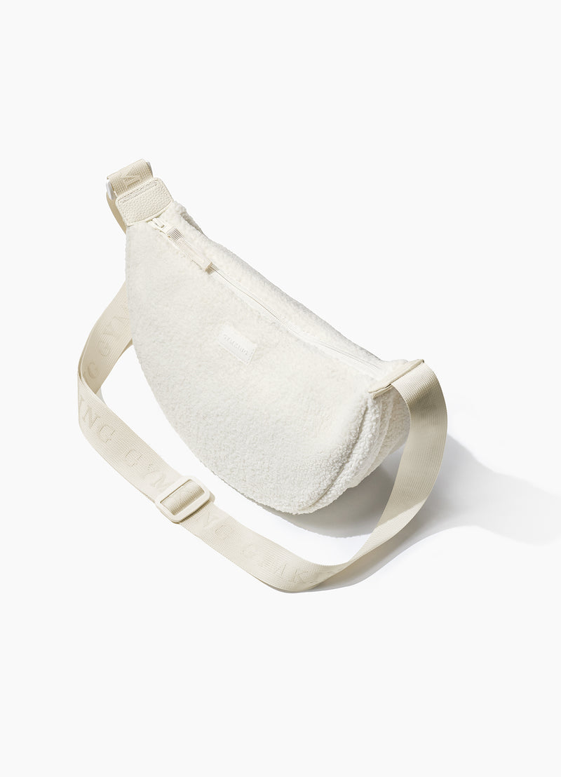 Gym King Rounded Borg Cross Body Bag - Cream