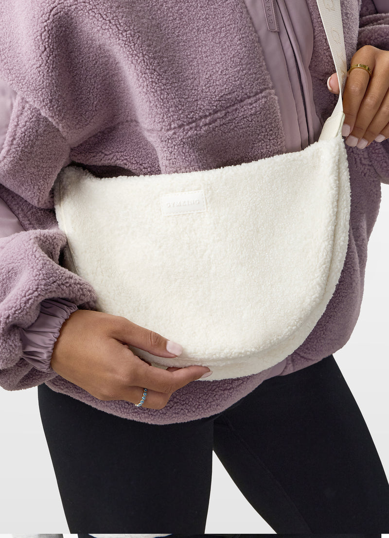 Gym King Rounded Borg Cross Body Bag - Cream