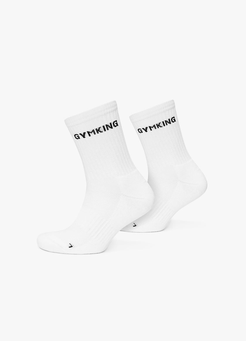Gym King Linear Crew Sock (2pk) - White
