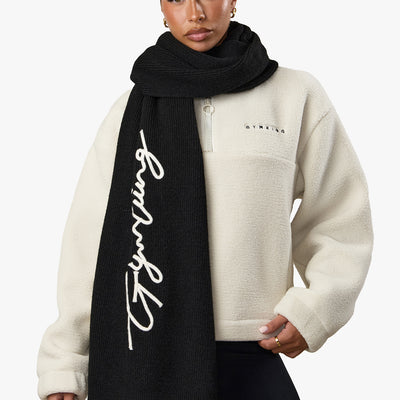 Gym King Script Rib Knit Scarf - Black