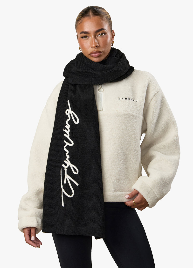 Gym King Script Rib Knit Scarf - Black