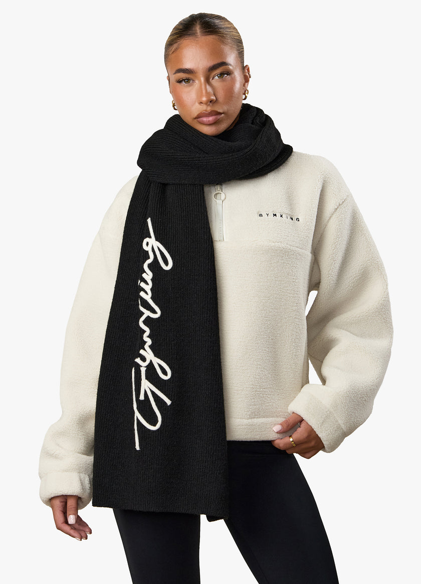 Gym King Script Rib Knit Scarf - Black
