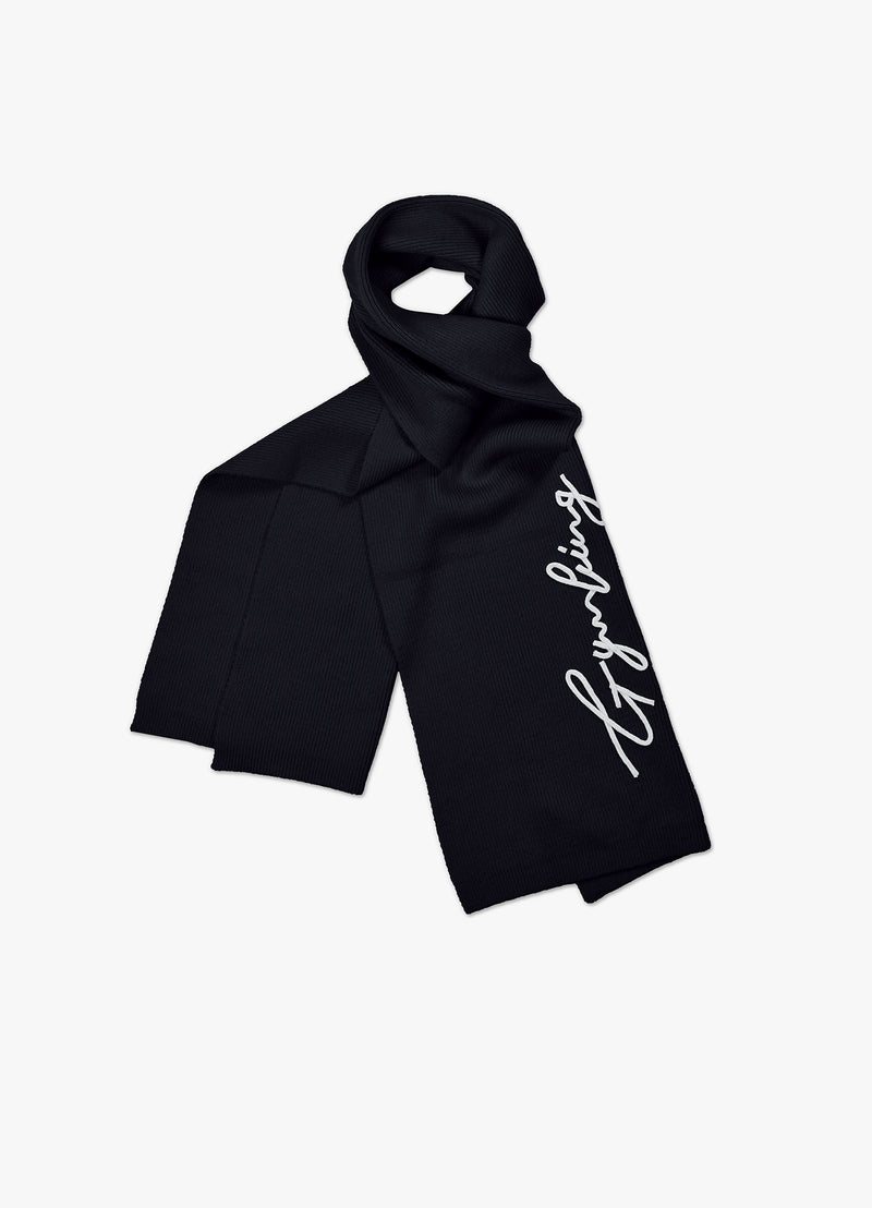 Gym King Script Rib Knit Scarf - Black