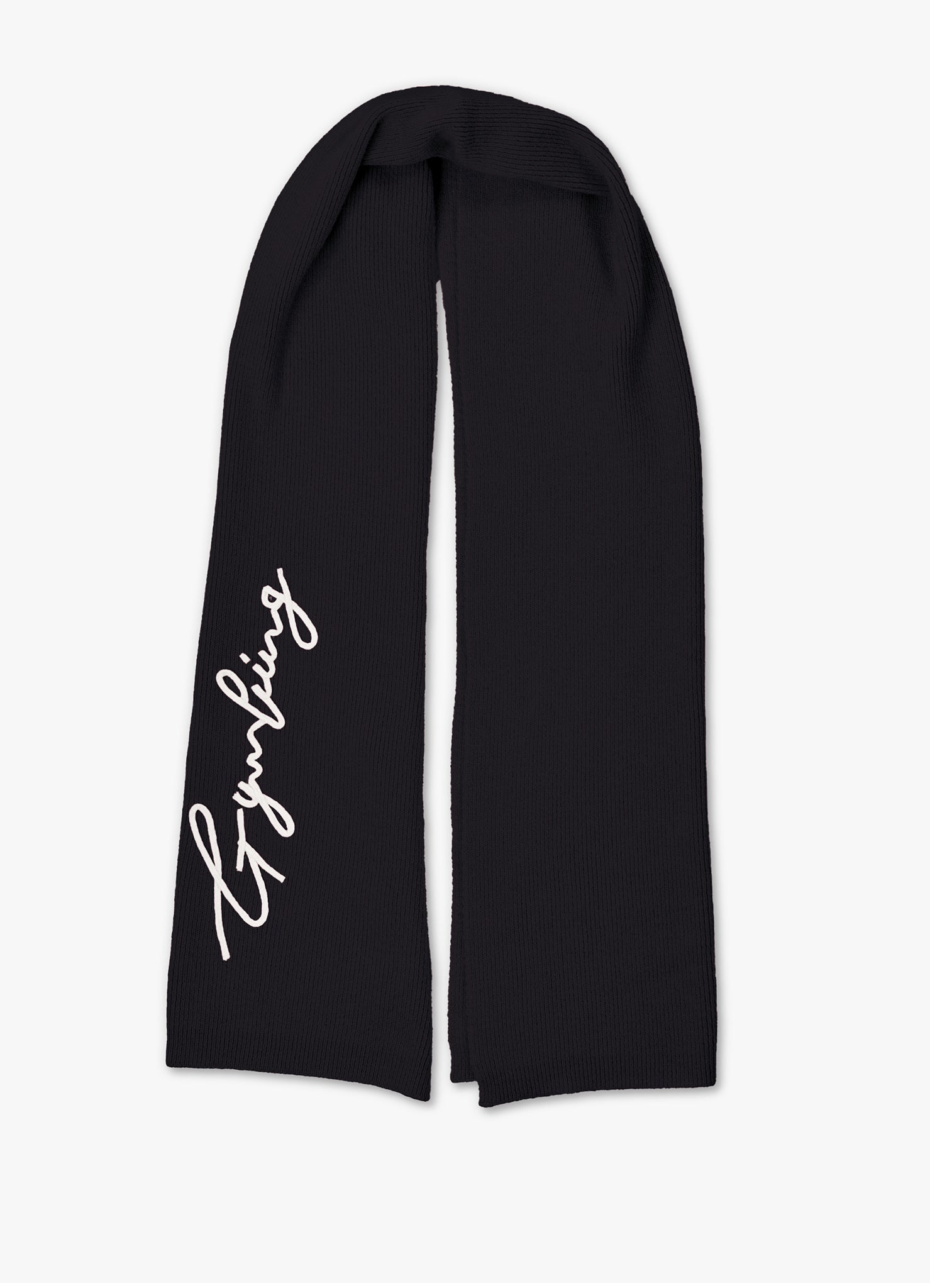 Gym King Script Rib Knit Scarf - Black