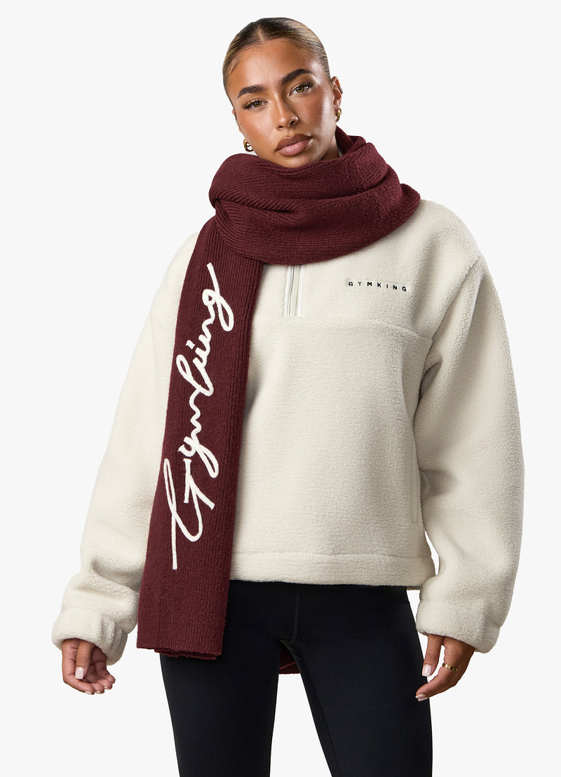 Gym King Script Rib Knit Scarf - Fig