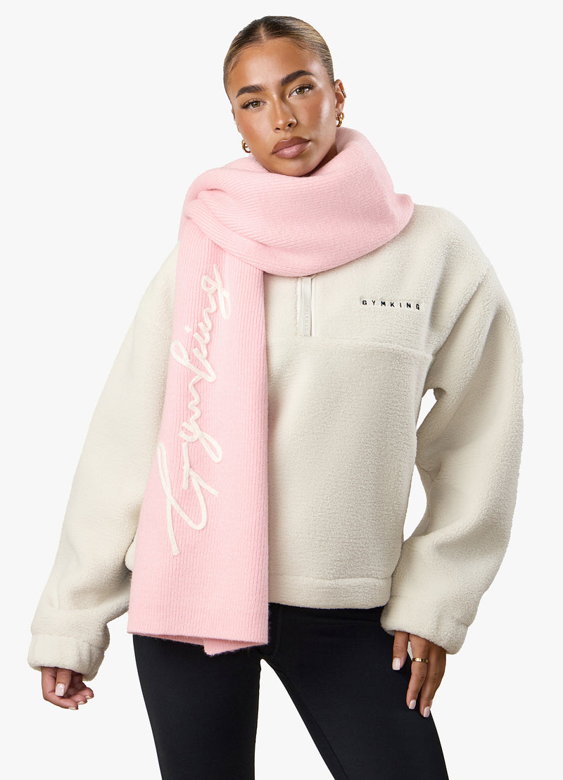 Gym King Script Rib Knit Scarf - Candy Pink
