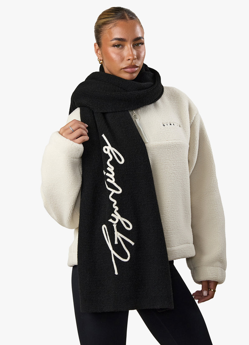Gym King Script Rib Knit Scarf - Black