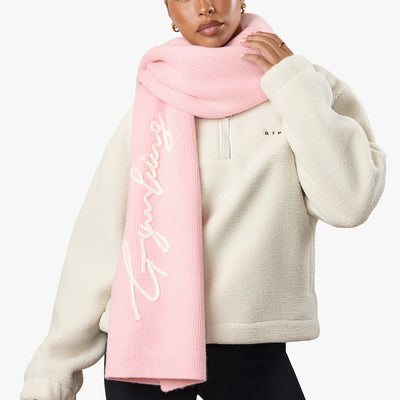 Gym King Script Rib Knit Scarf - Candy Pink
