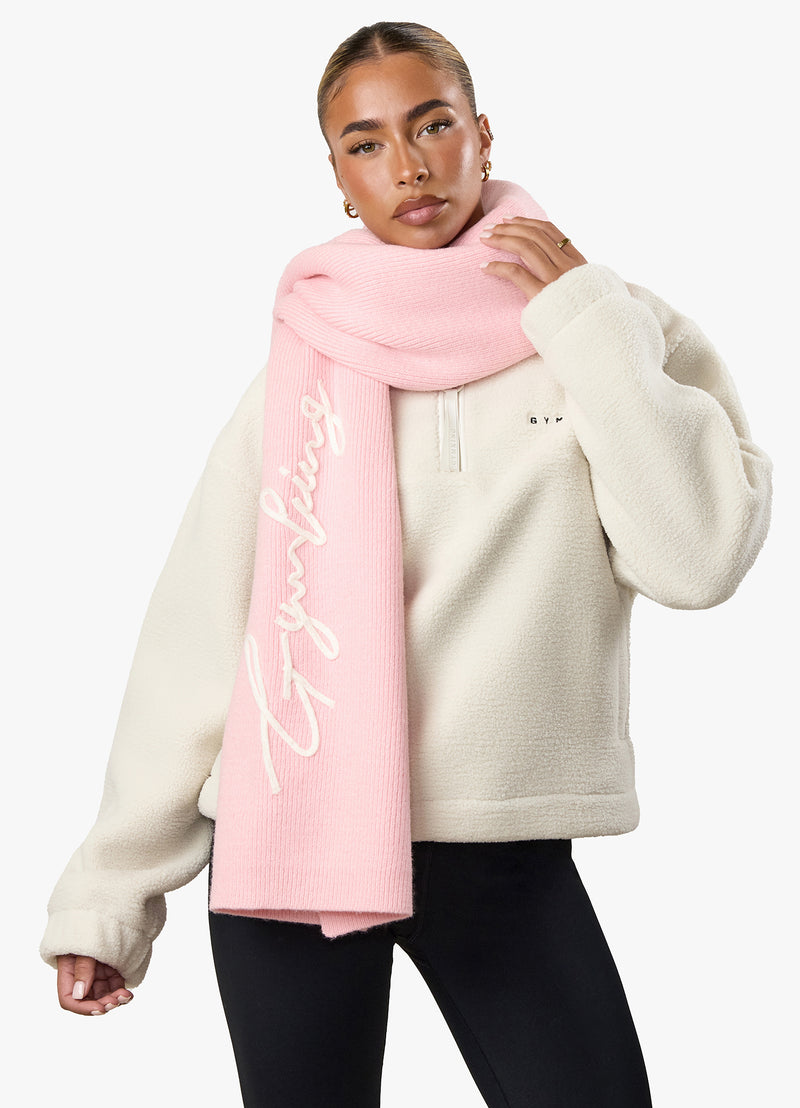 Gym King Script Rib Knit Scarf - Candy Pink