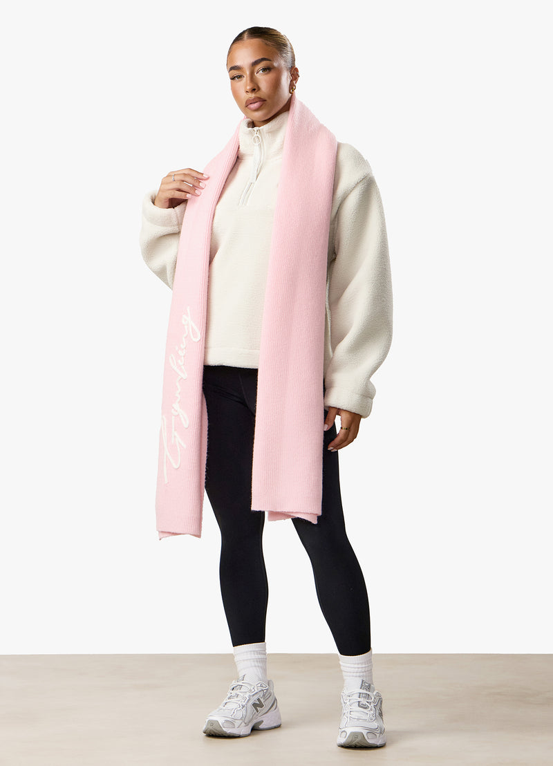 Gym King Script Rib Knit Scarf - Candy Pink