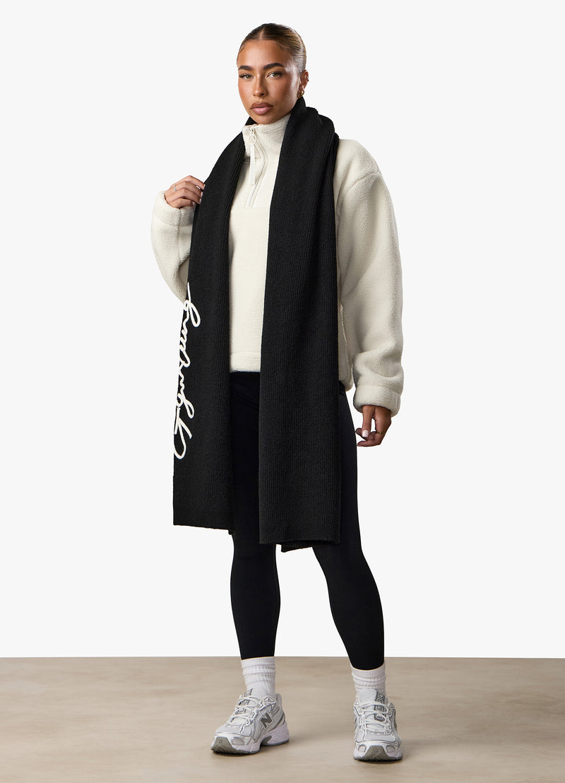 Gym King Script Rib Knit Scarf - Black