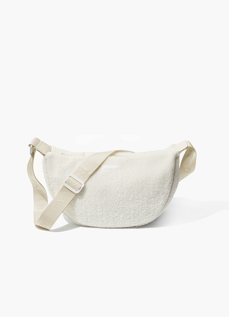 Gym King Rounded Borg Cross Body Bag - Cream