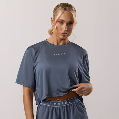 Gym King Adapt Crop T-Shirt - Storm Blue