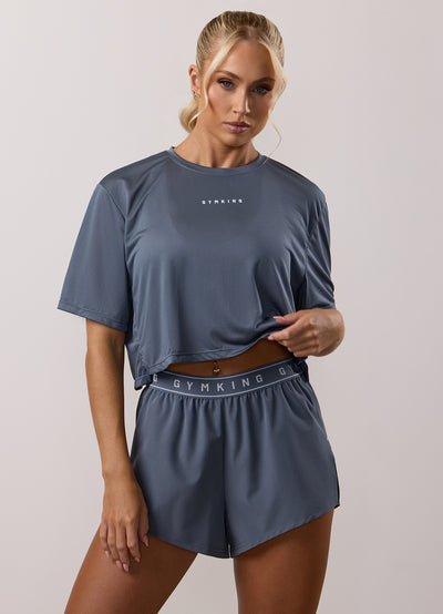 Gym King Adapt Crop Tee - Storm Blue