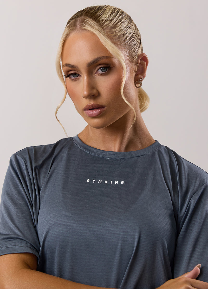 Gym King Adapt Crop Tee - Storm Blue