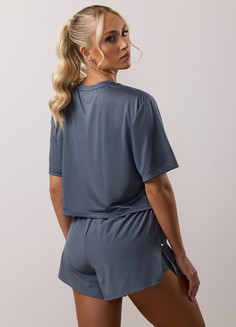Gym King Adapt Crop Tee - Storm Blue