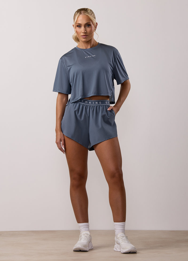 Gym King Adapt Crop Tee - Storm Blue