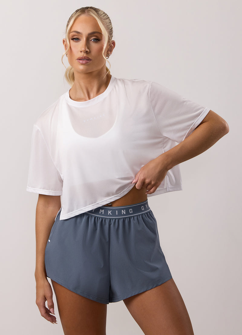 Gym King Adapt Crop Tee - White