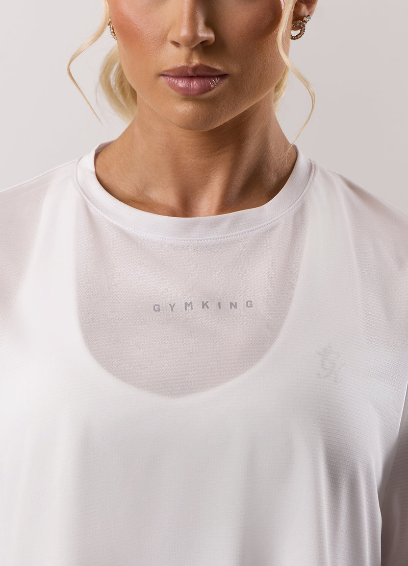 Gym King Adapt Crop Tee - White