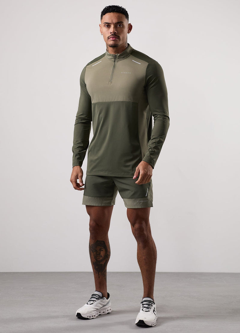 Gym King Advance 1/4 Zip - Khaki Multi