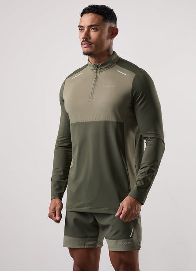 Gym King Advance 1/4 Zip - Khaki Multi