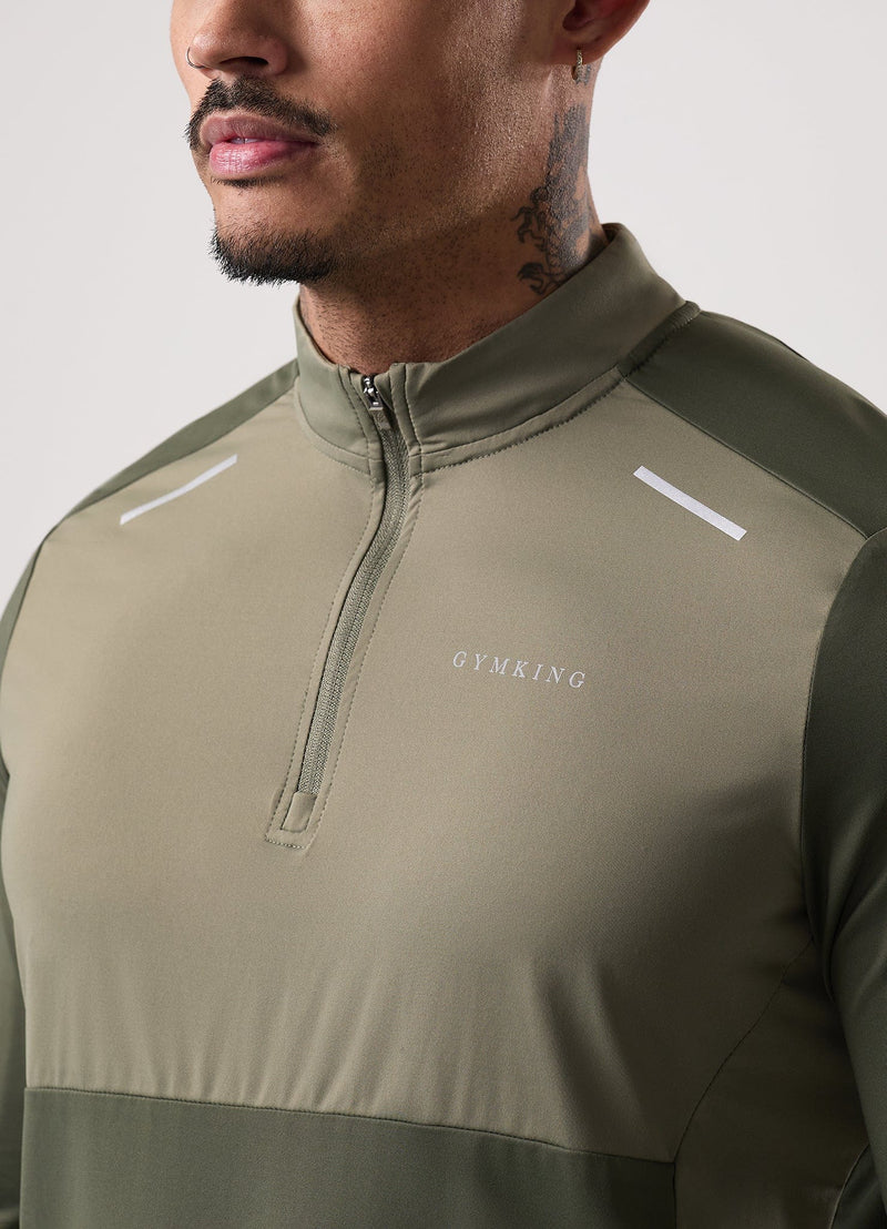 Gym King Advance 1/4 Zip - Khaki Multi