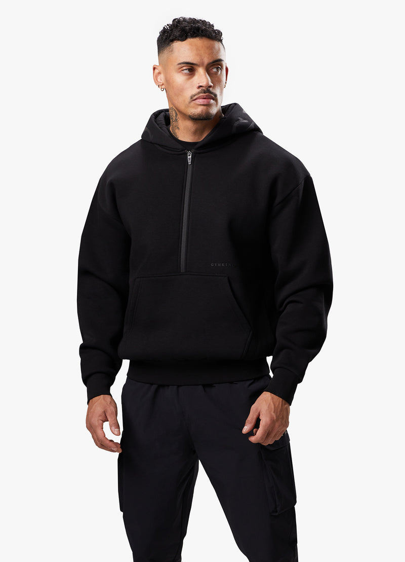 Gym King Alpha 1/2 Zip Hood - Black