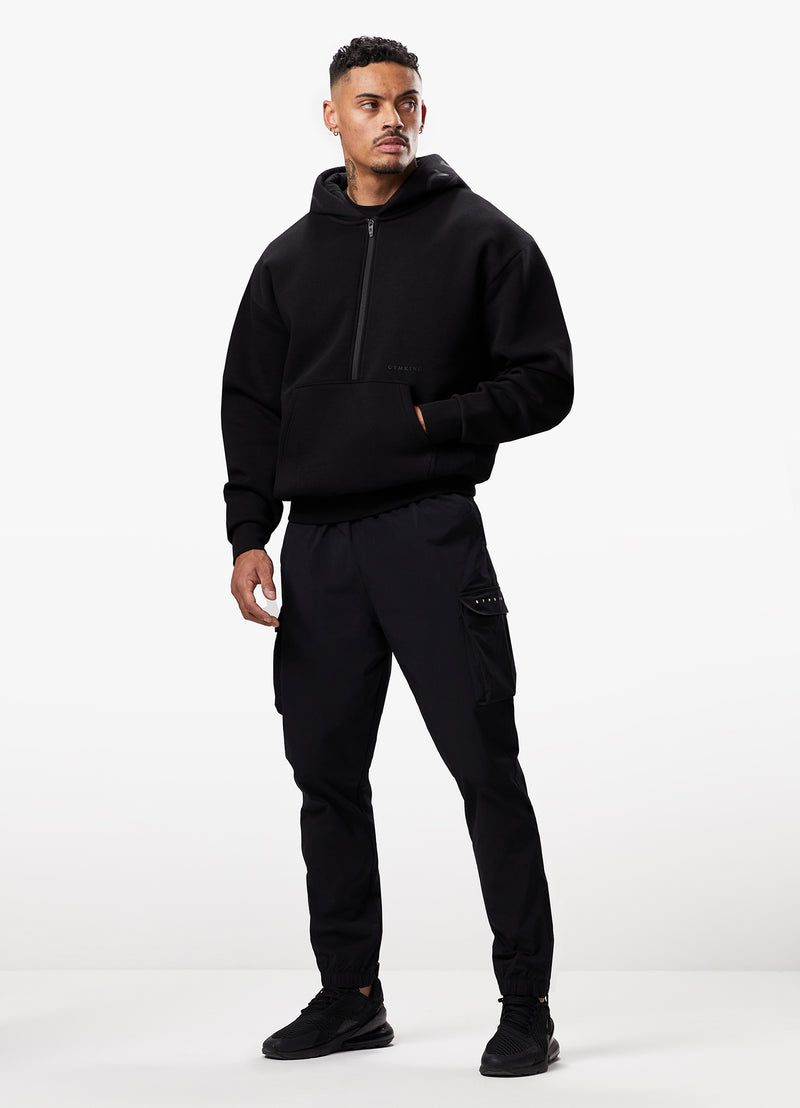 Gym King Alpha 1/2 Zip Hood - Black