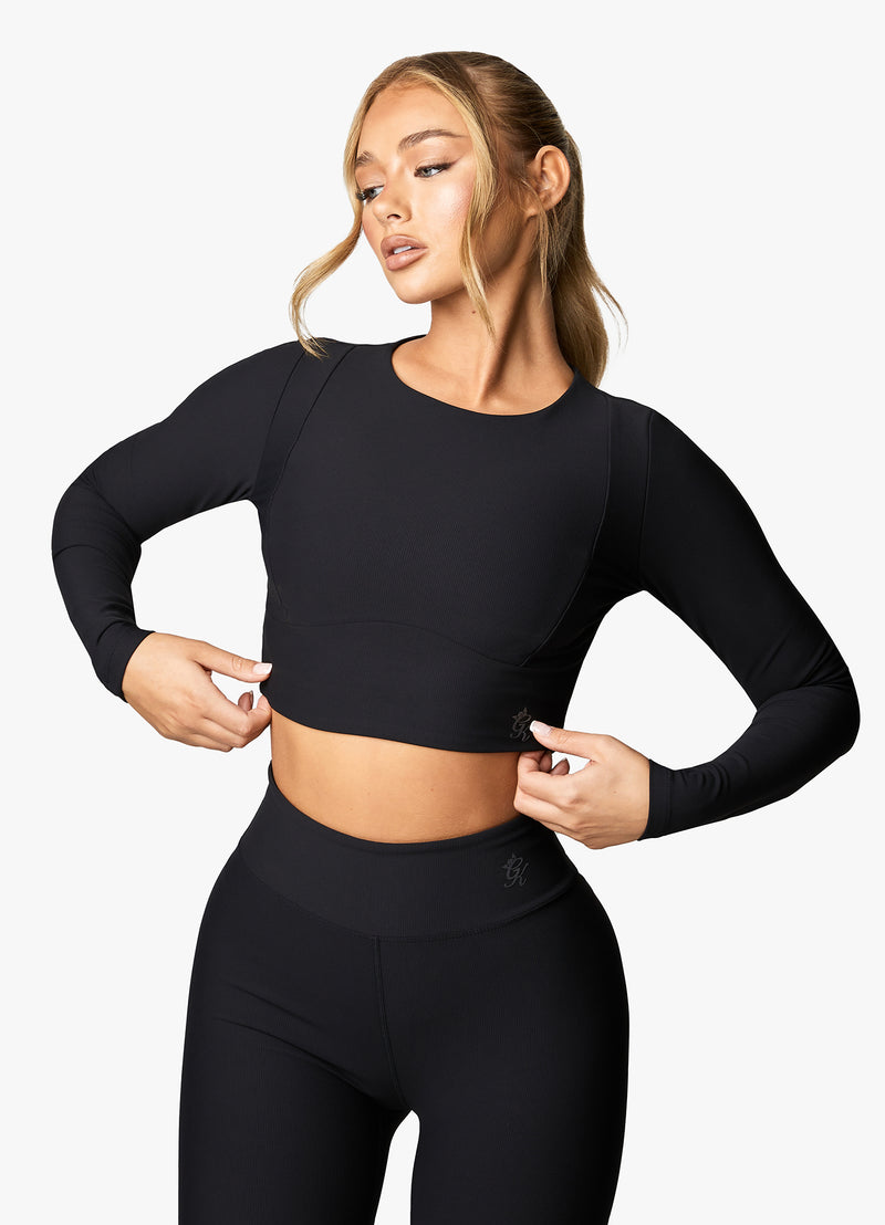 Gym King Align LS Crop Tee - Black