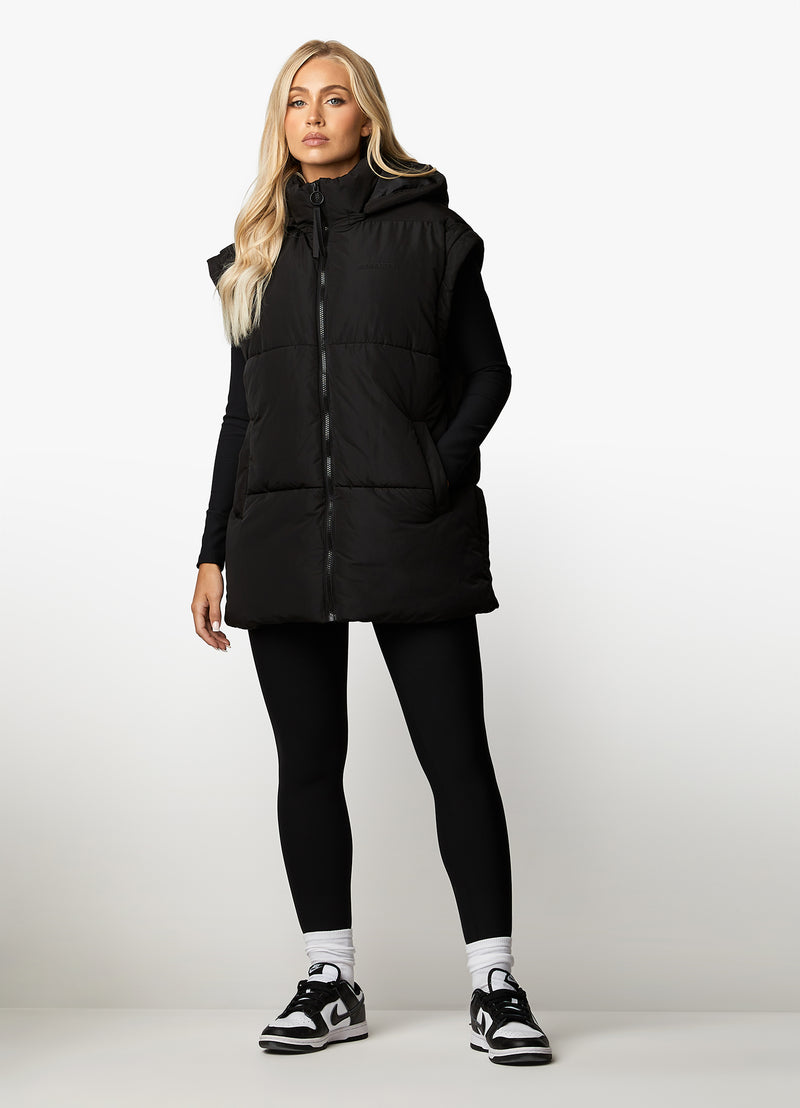 Gym King Align Oversized Gilet - Black