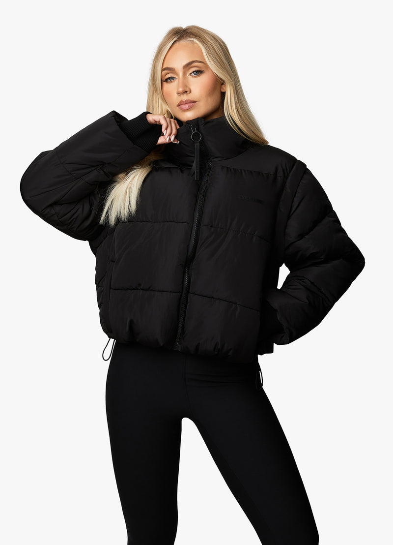 Gym King Align 2-in-1 Crop Puffer - Black