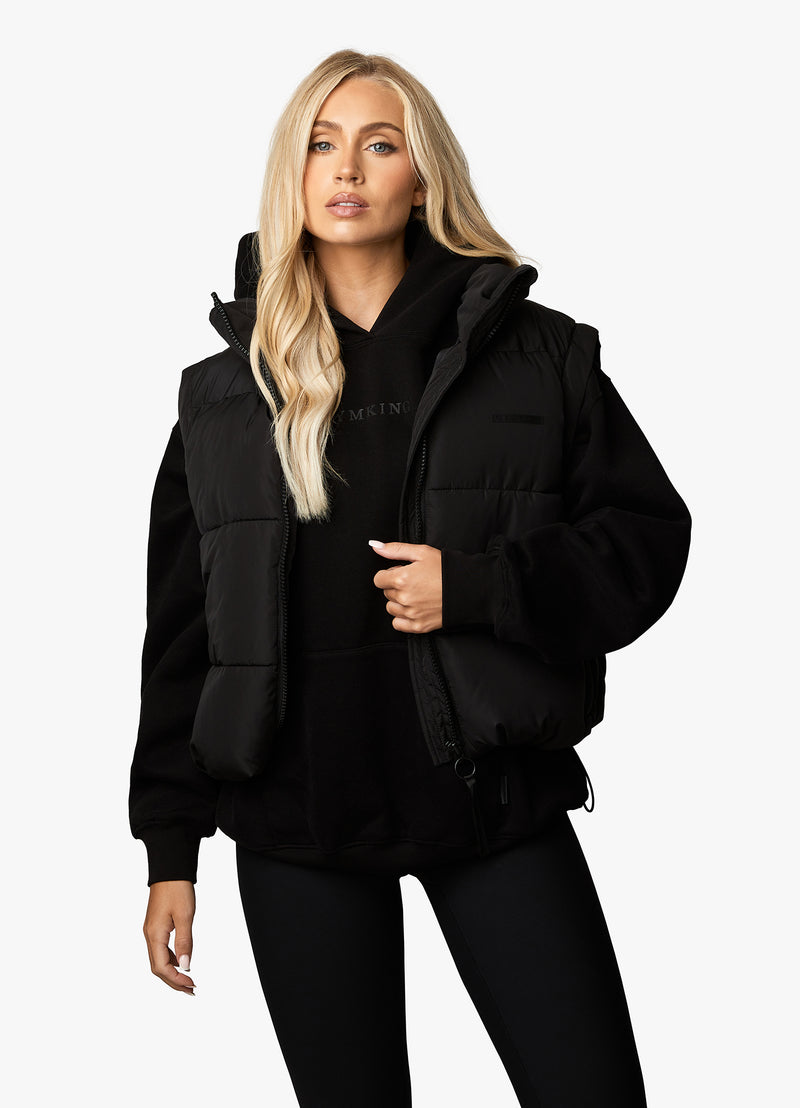 Gym King Align 2-in-1 Crop Puffer - Black