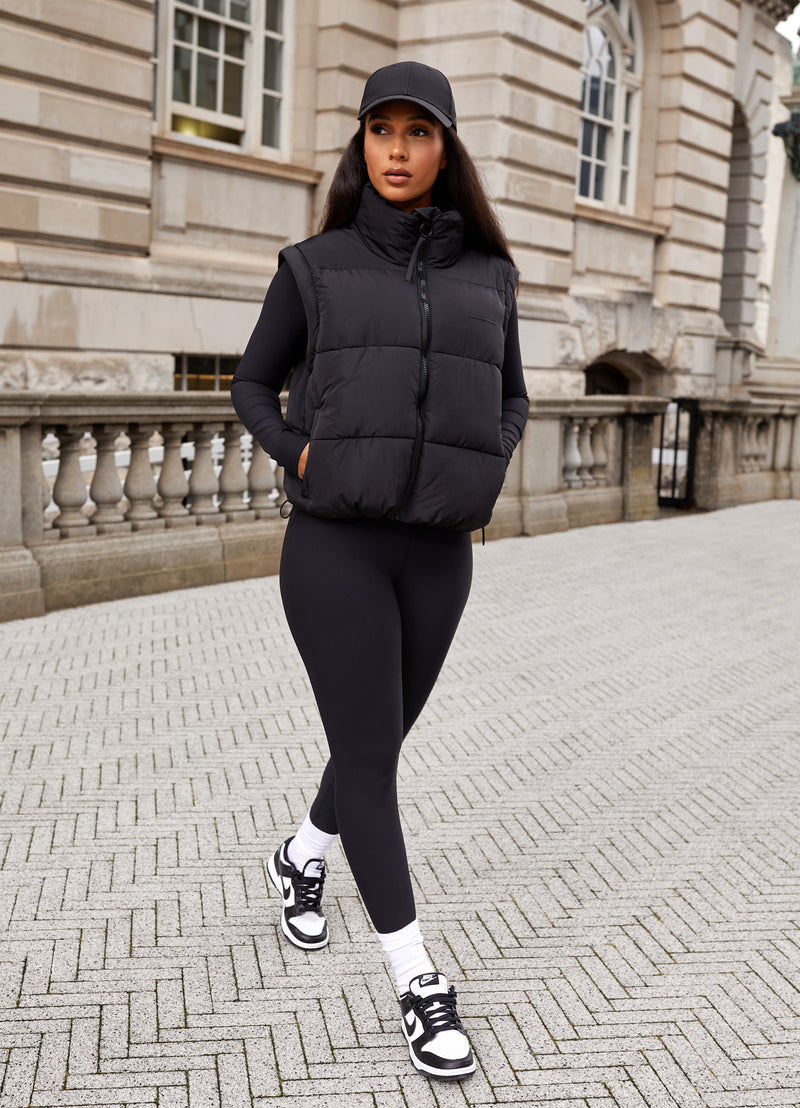 Gym King Align 2-in-1 Crop Puffer - Black