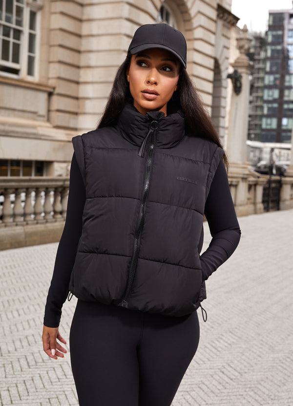 Gym King Align 2-in-1 Crop Puffer - Black