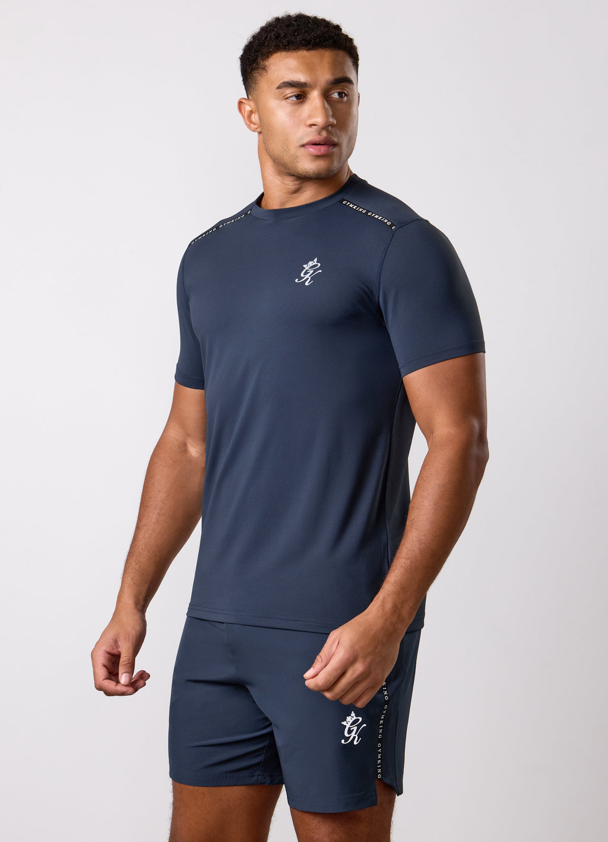 Gym King Ambition Taped T-Shirt- Deep Slate Blue