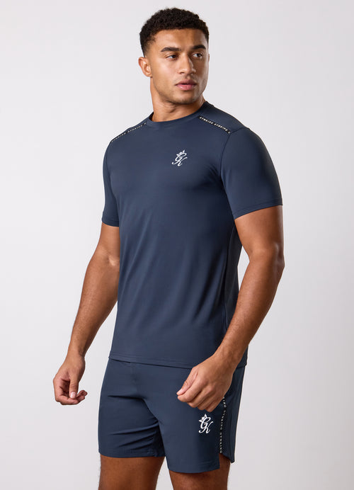 Gym King Ambition Taped T-Shirt- Deep Slate Blue