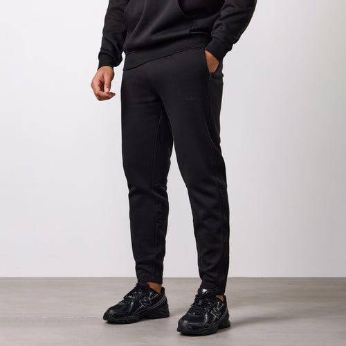 Gym King Ascent joggingbroek met omgeslagen pijpen van geborsteld fleece - Zwart/Zwart