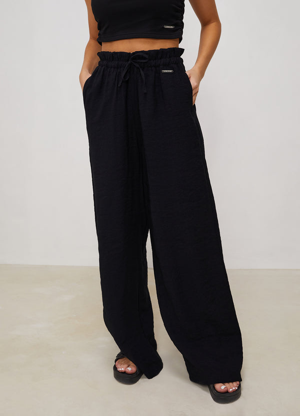 Gym King Signature Woven Wide Leg Trouser - Black